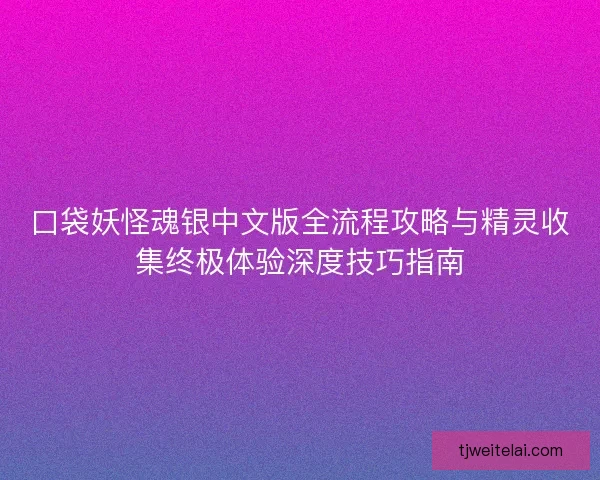 口袋妖怪魂银中文版全流程攻略与精灵收集终极体验深度技巧指南